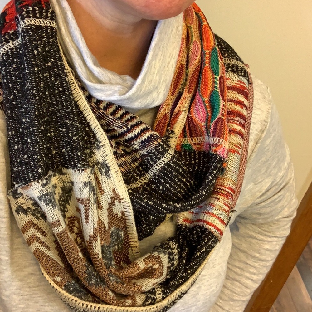 Cecilia Prado - knit, boho infinity scarf, 14x37”